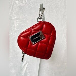 Michael Kors Red Quilted Heart Keychain Pouch